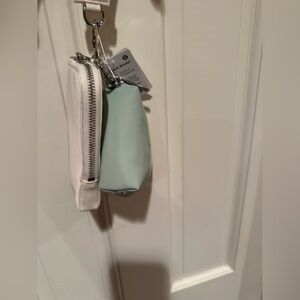 NWT Lululemon Light Ivory/Pelican Green Duo Pouch Wallet Wristlet Set